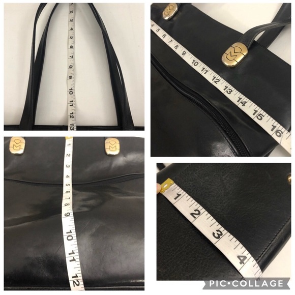 Vintage MARINO ORLANDI Smooth Black Leather Tote - Picture 15 of 17